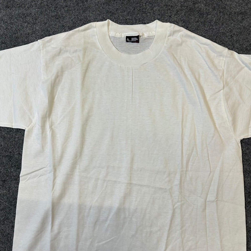 Unbranded T-Shirt Mens Size L White Short Sleeve Single Stitch Blank Basic Tee